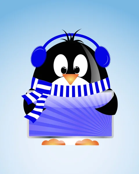 Fond de Noël vectoriel avec pinguin — Image vectorielle
