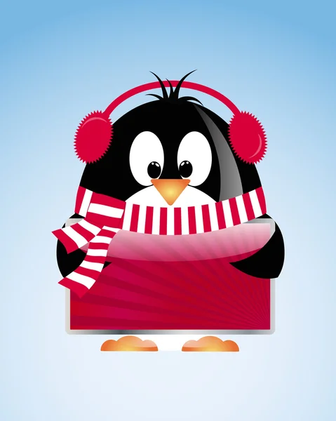 Fondo de Navidad vectorial con pinguino — Archivo Imágenes Vectoriales