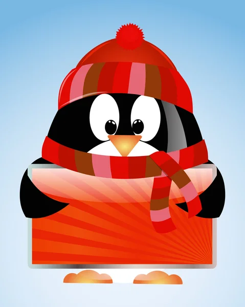 Vektor jul bakgrund med Penguin — Stock vektor