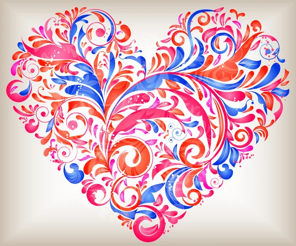 Corazón floral vectorial para San Valentín — Archivo Imágenes Vectoriales