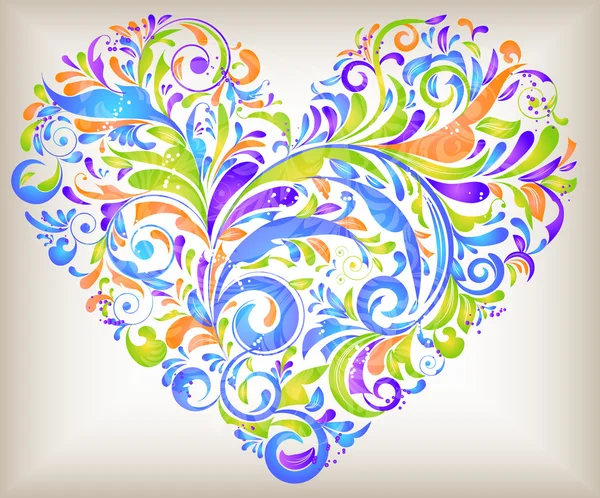 Vector floral kalp Aziz Sevgililer günü — Stok Vektör