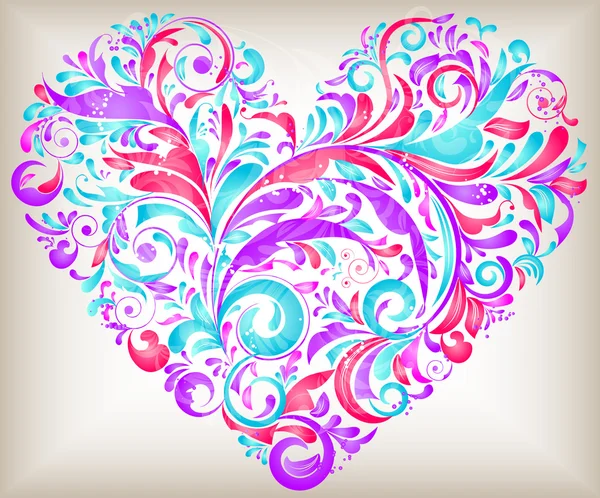 Corazón floral vectorial para San Valentín — Archivo Imágenes Vectoriales