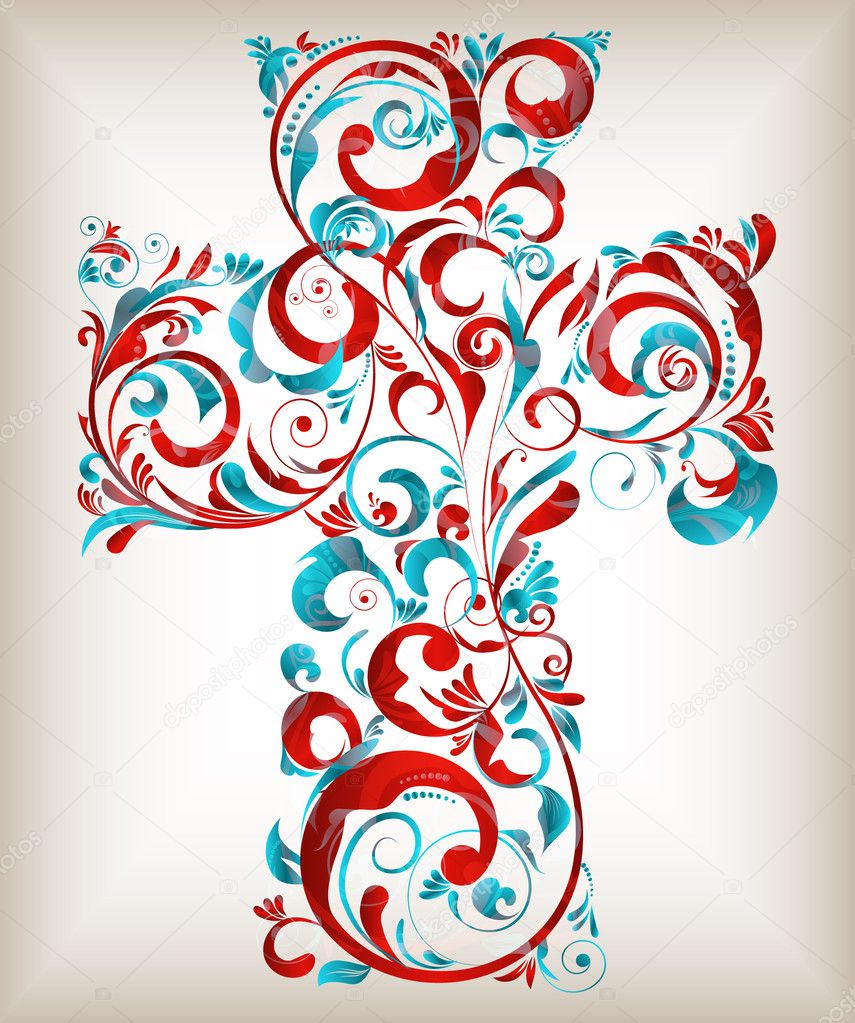 Vector floral cross