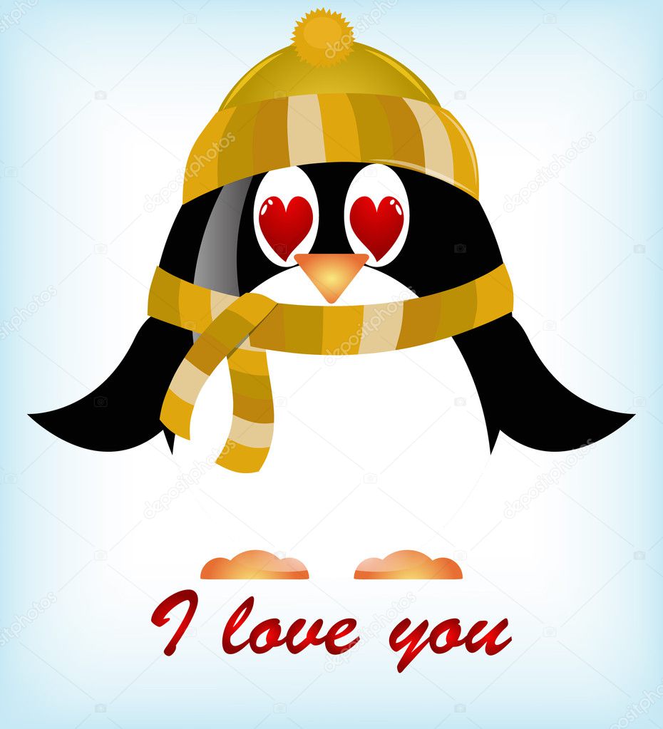 Vector Valentines day penguins