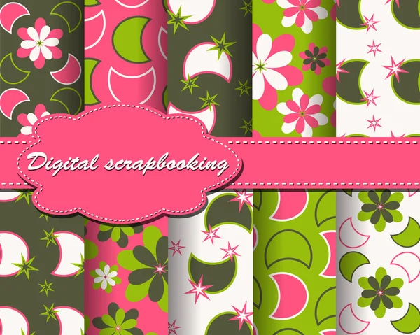 Set van vector bloem papier voor scrapbook — Stockvector