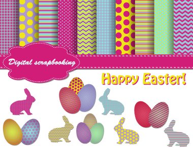 Set of Easter vector paper and clip art for scrapbook clipart