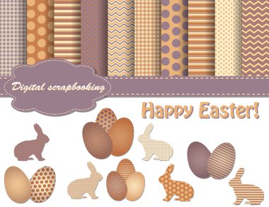 Set of Easter vector paper and clip art for scrapbook clipart