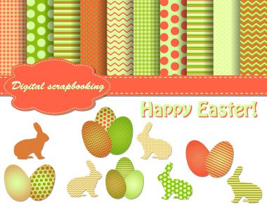 Set of Easter vector paper and clip art for scrapbook clipart