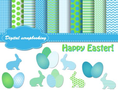 Set of Easter vector paper and clip art for scrapbook clipart