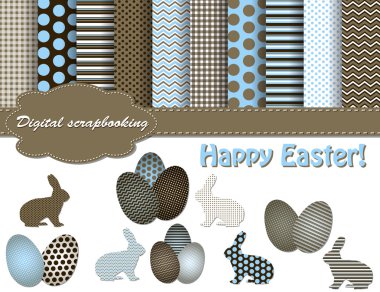 Set of Easter vector paper and clip art for scrapbook clipart