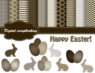 Set of Easter vector paper and clip art for scrapbook clipart