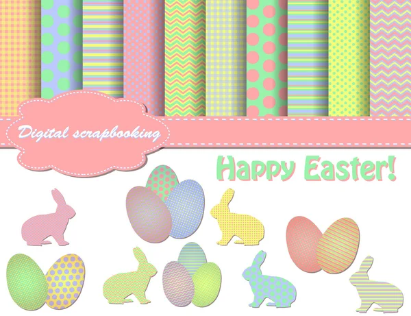 stock vector Set of Easter vector paper and clip art for scrapbook