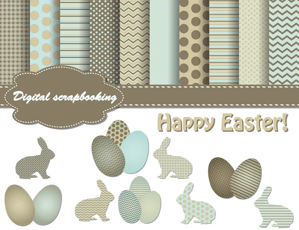 stock vector Set of Easter vector paper and clip art for scrapbook