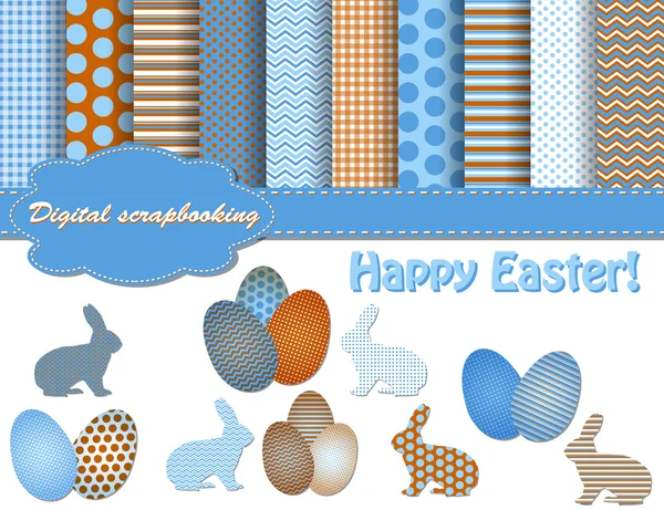 stock vector Set of Easter vector paper and clip art for scrapbook