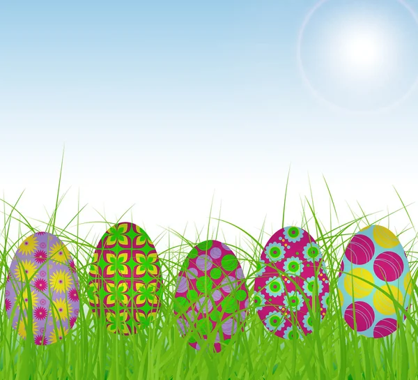 Güneşli bir bahar Paskalya yumurtaları vektör — Stok Vektör