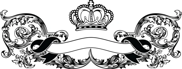 Bannière de courbes vintage de couronne royale d'une couleur — Image vectorielle