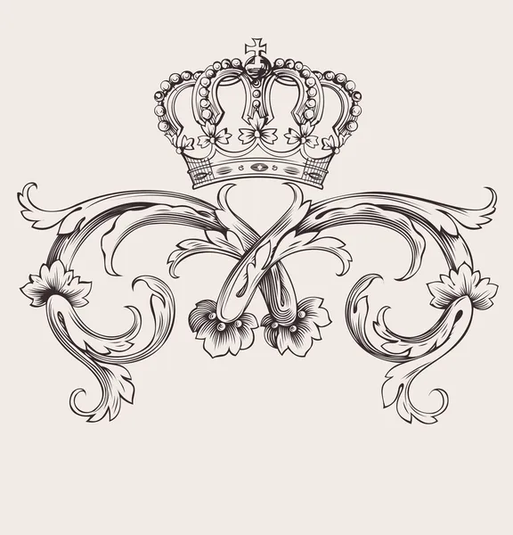 Jeden kolor korony królewskiej krzywe starodawny transparent — Wektor stockowy