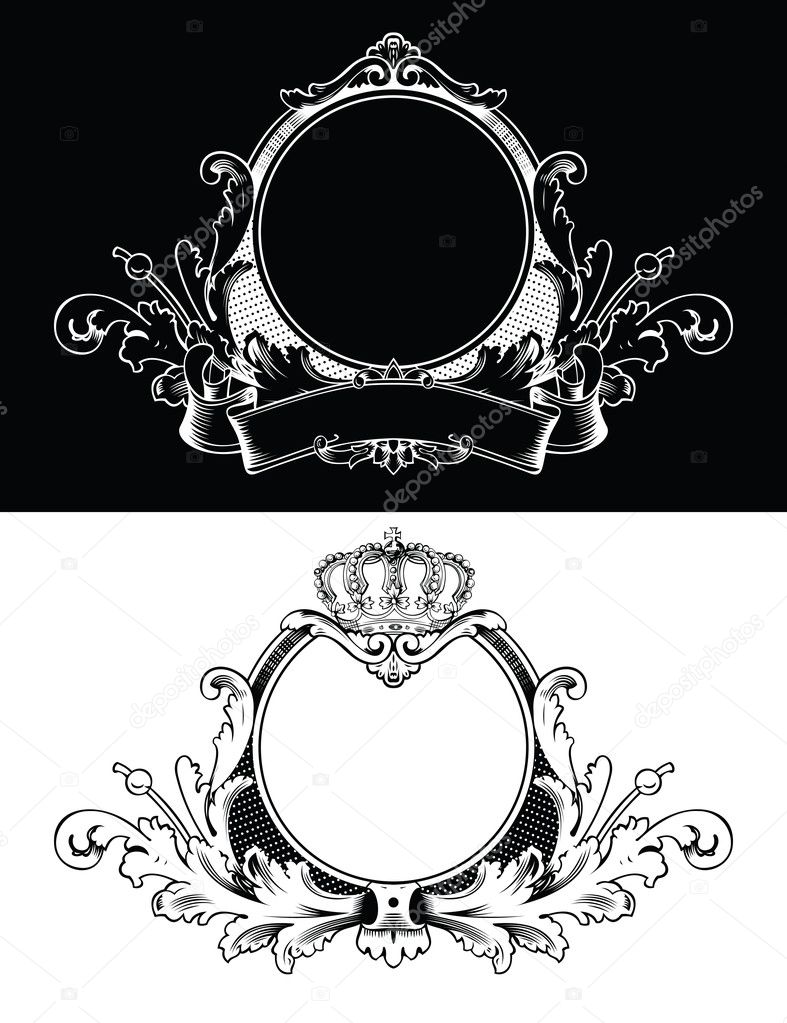 Antique Frame Engraving, Scalable And Editable Vector Illustrati