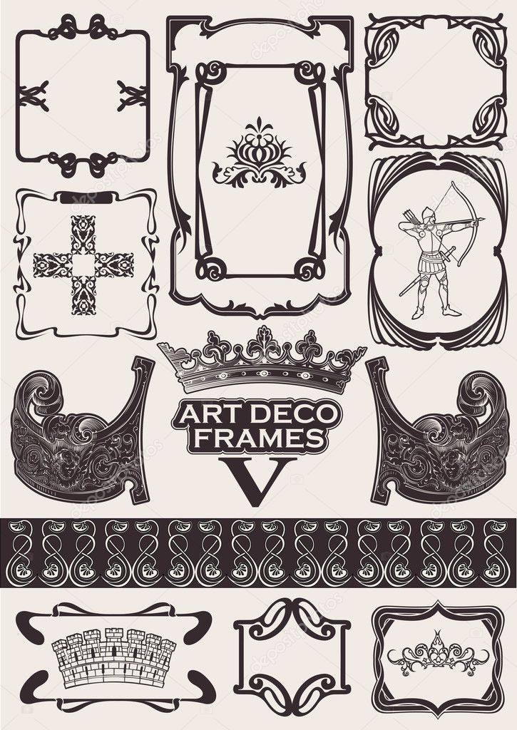 Set Of Ancient Frames In Art-Deco Style