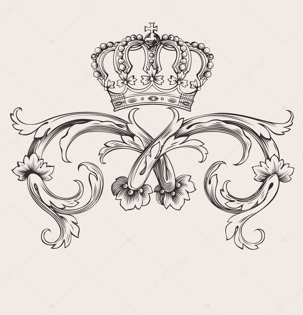 One Color Royal Crown Vintage Curves Banner