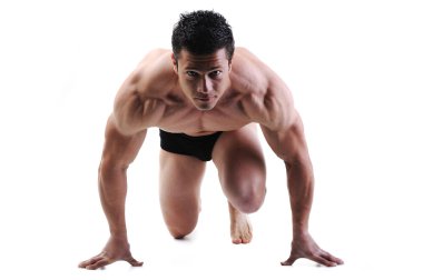 Bodybuilder start running clipart