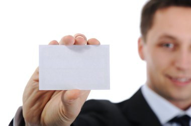 Man holding business card clipart