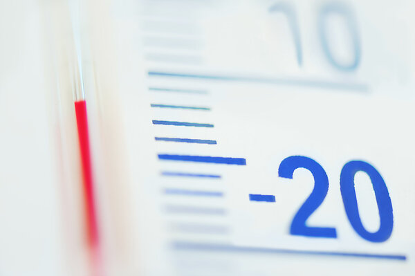 Thermometer minus degree temperature in cold winter.