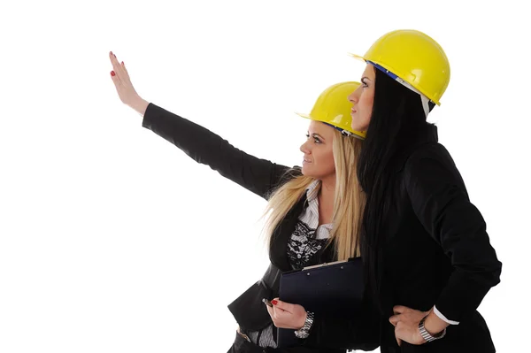 Equipo de arquitectos trabajando aislados sobre fondo blanco — Foto de Stock