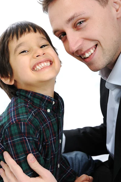 Portret van blij vader en zoon — Stockfoto