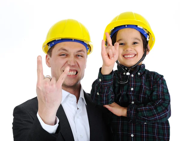 Father and son as architects rocks — Stock Photo, Image