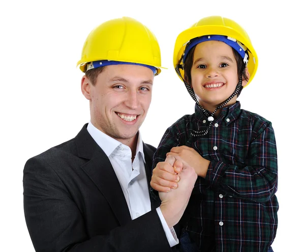 Ojciec i syn jako inżynierowie — Zdjęcie stockowe
