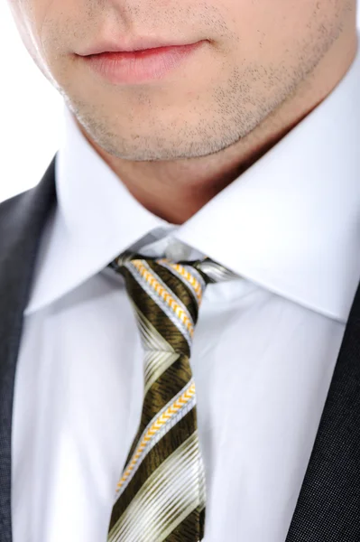 Closeup shot of business suit and tie on a man — Stock Photo, Image