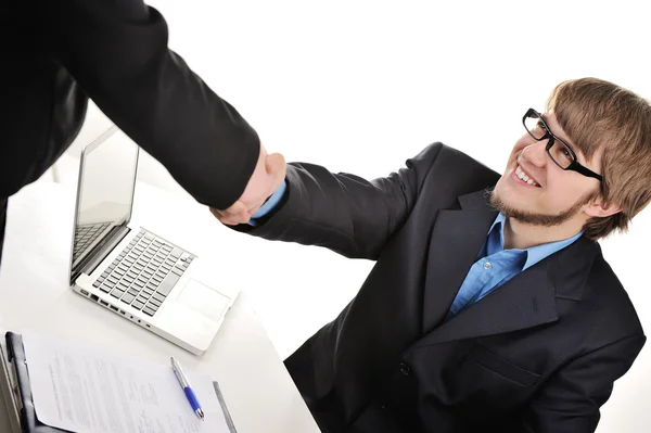Young handsome businessman shaking hands — Stock Photo, Image