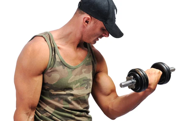 Uomo muscolare sollevamento pesi — Foto Stock