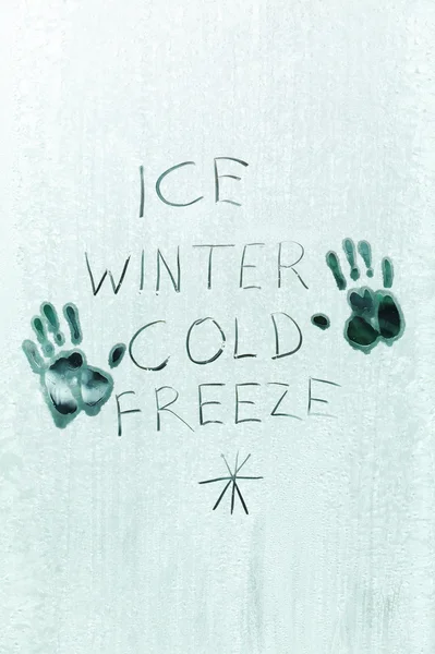 Winter window frosty background — Stock Photo, Image