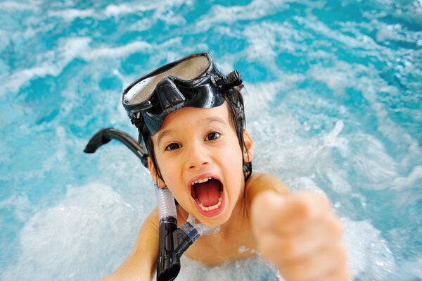 Energetic child in pool