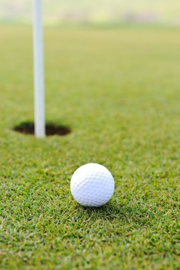 Ball and hole on golf field clipart