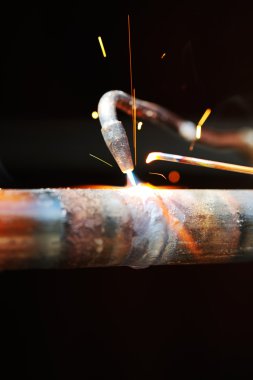 Welding metal with torch clipart