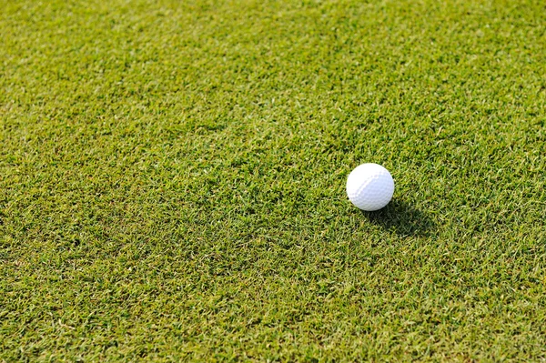 Bola de golfe no campo de grama — Fotografia de Stock