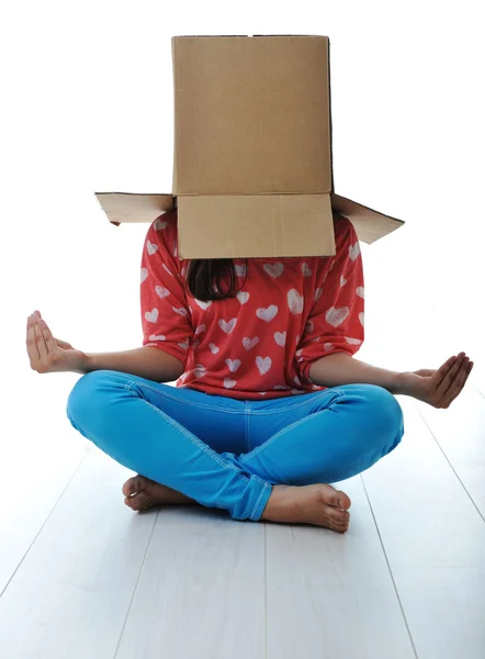 Box on human head — Stock Photo, Image