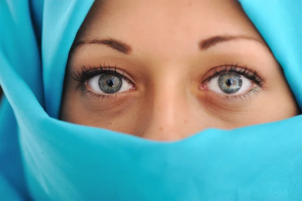 Moda hijab azul — Fotografia de Stock