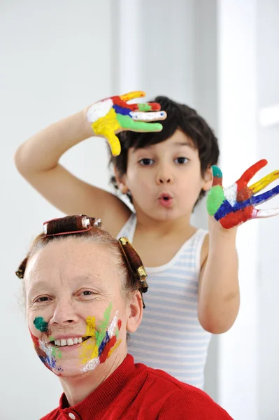 Madre jugar color manos hijo niño —  Fotos de Stock