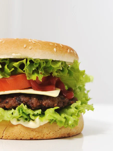 Demi-hamburger avec espace de copie pour votre texte ou message — Photo