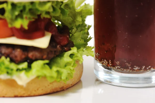 Hamburger and soda — Stock Photo, Image