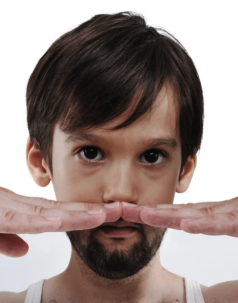 Niño con barba —  Fotos de Stock