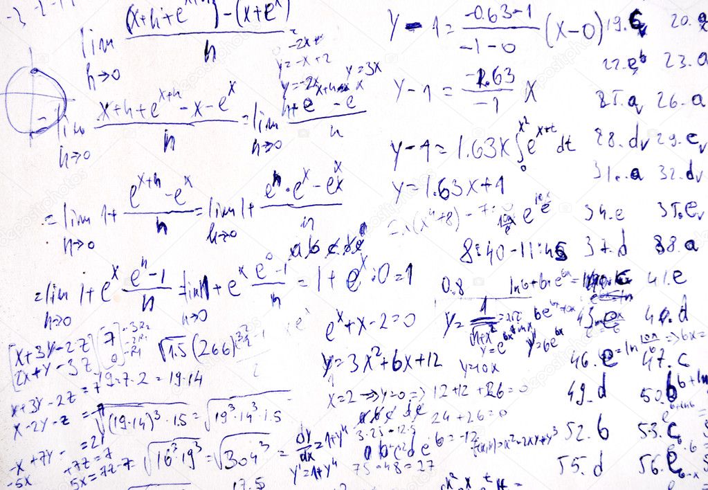 Math sketch formulas on paper