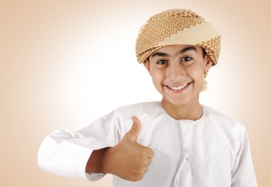 Arabic kid with thumb up clipart