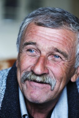 Common elderly positive man with mustache clipart