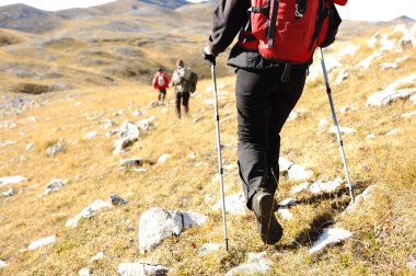 Hiker in mountains clipart