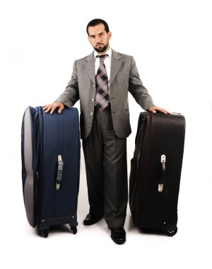 Business man with a big bags clipart